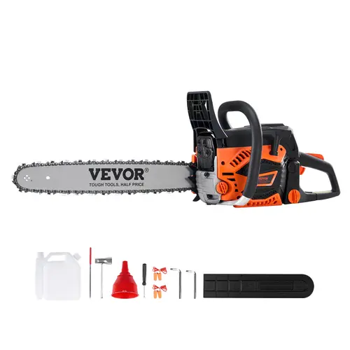 【Summerfinds】VEVOR 52CC 18" 2.55HP Gasoline Power No Cord Top Handle Chainsaw with Shock Absorber, Multifunction Wood Cutting Handheld Petrol Tool for Tree Branch Trimming, Land Clearing (Garden Ranch Use)