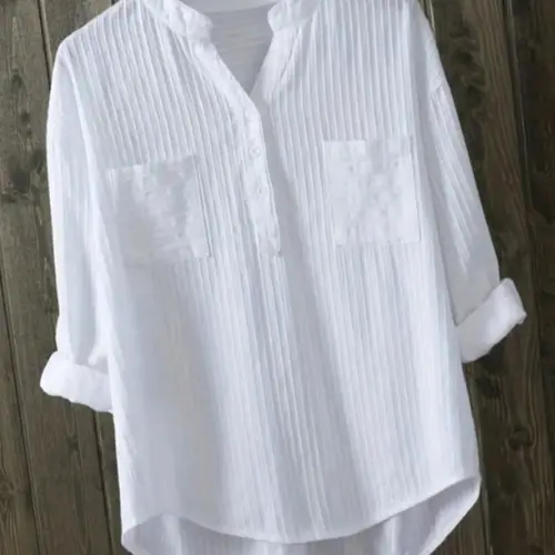 Women's Plain Button-Front High-Low Hem Shirt, Blouse, Button Blouse Shirts, Casual Solid Shirt, Casual Long-Sleeve Notched Neck Top for Daily Wear, Ladies Clothes for All Seasons