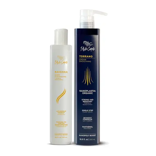 I Belli Capelli Ravenna Anti-Residue Shampoo 10.1 fl.oz & Torrano Thermal Sealing 500ml Gentle Intensive Organic Cleansing Keratin Repairing Hydrating Haircare Kit with Panthenol and Keratin - Hydrate Conditioner Cleanser Low Porosity Hair Products, Liqui
