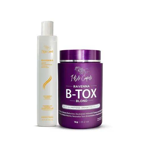 I BELLI CAPELLI Ravenna Blond Btox Haircare Kit - Argan Oil Anti-Residue Deep Cleansing Shampoo (1kg), Intense Hydrating Mask (300ml) for Neutralized Blonde Hair, Moisturizer to Hydrate, Promotes Shine for Soft and Shiny Hair