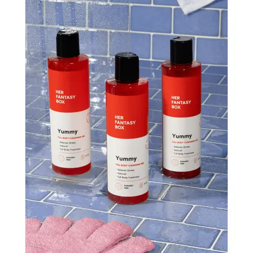 Her Fantasy Box Yummy Shower Gel - 3 Pack Organic Hydrating Body Wash Body Care Skin Softener