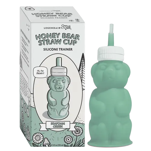 Honey Bear Straw Cup - Legendairy Milk - 8 oz Food Grade Silicone - Dishwasher Safe - 1 Bottle and 2 Straws - Reusable - Water Bottles Drinkware