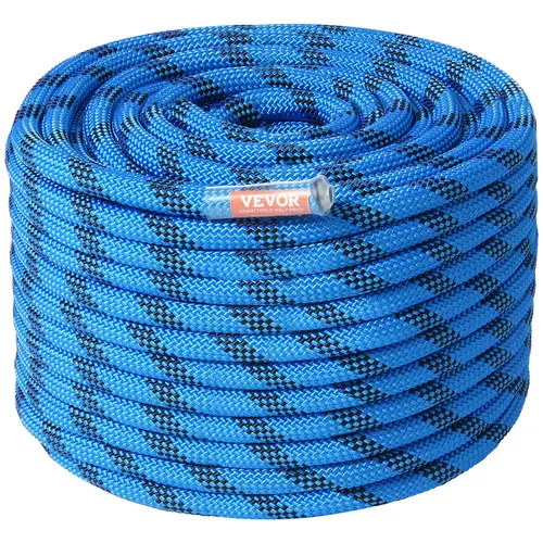 【summerfinds】VEVOR 12.7mm Static Climbing Rope, 60.9M(200ft) Outdoor Rock Climbing Rope 30KN Breaking Tension, Fiber Rope with Steel Snap Hooks for Escape, Rappelling, Fire Rescue, Blue