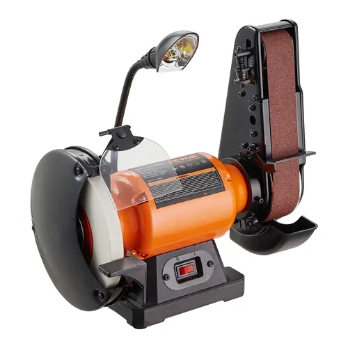 【summerfinds】VEVOR 8-Inch Bench Grinder & 2x28-Inch Belt Sander Combo, 2.5Amp 3600 RPM Induction Motor, 60-Grit Sandpaper, Non-Slip Rubber Pads, for Metalworking, Sharpening Knives, Greater Durability, Smooth & Polished Finishes