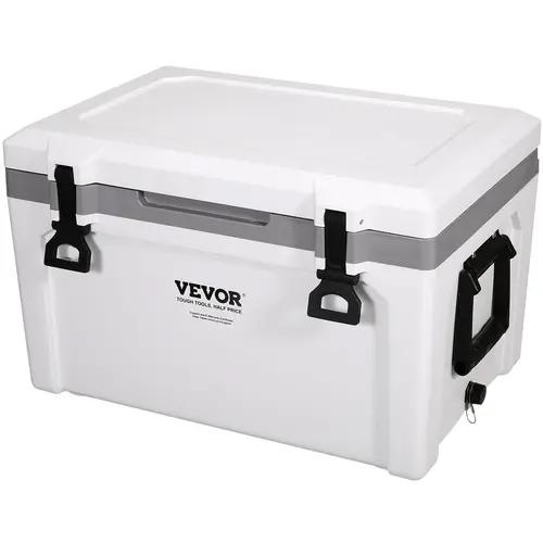 【toolupgrade】VEVOR 52 Qt Insulated Portable Hard Cooler, Outdoor Camping Equipment, Holds 50 Cans, 6-Day Ice Retention, Heavy-Duty Handle, Beverage Refrigerator Cooler, Cold Lunch Ice Chest, Hiking Gear, Unisex Father's Day Gift for Camping, Beach