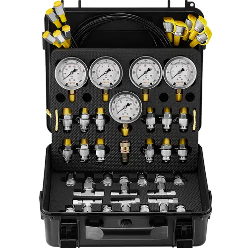 【BackToSchool】VEVOR 10,000 PSI Digital Gauge Manometer Hydraulic Pressure Test Kit - 2 Gauges, 9 Test Couplings, 2 Quick-Release Couplings & Hoses, Abs Plastic, Carter Quick Connect Fittings, Automotive Repair Tools for Excavators, Construction, Industria