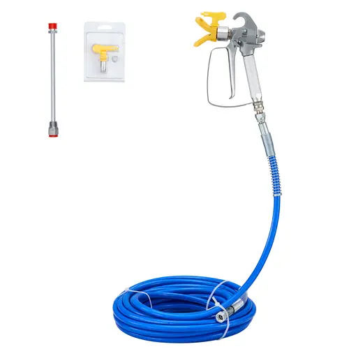 【toolupgrade】VEVOR Airless Paint Spraying Tool Kit, Durable & Lightweight Airless Paint Spray Hose Kit with 50 ft 3600 PSI High-Pressure Fiber Tube, 8 in Extension Rod, 517 Tungsten Steel Tip, Tip Guard, 1/4" Swivel Joint for Home & Industrial Fine Decor