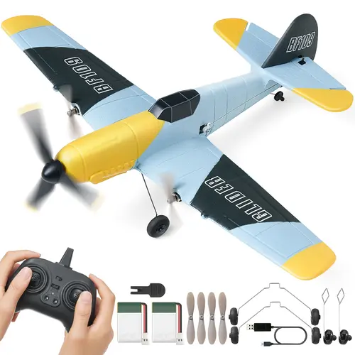 VEVOR RC Plane - 2.4GHz 3-Channel Remote Controlled Aeroplanes with 6-Axis Gyro Stabilizer, Ready-to-Fly Fighter Toy with 2 Batteries, Easy-to-Fly RC Airplanes for Beginners, Father’s Day Christmas Gift
