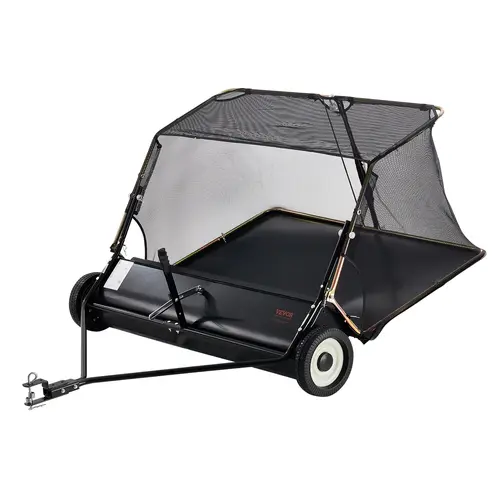 【toolupgrade】VEVOR Tow Behind Lawn Sweeper, 52-Inch Sweeping Width, 26 Cu.Ft. Bag, Heavy Duty Leaf & Debris Collector, Adjustable Height, Dumping Rope Design, Multiple Specifications