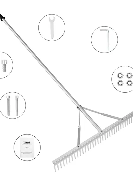 【summerfinds】VEVOR Landscape Rake, Various specifications, 36" Head Aluminum Landscape Rake, Lake Weed Rake with Long Handle, for Loosening Soil, Lawn Care, Weeding Lake, Garden, Pond