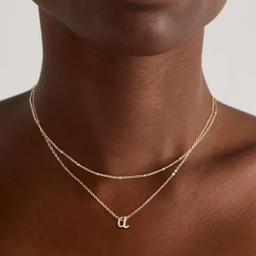 Pancert 2pcs Layered Initial Necklaces for Women Dainty 14K Golden Adjustable A-Z Letter Pendant Personalized Jewelry Anniversary Gifts for Her Statement Necklace Statementnecklace, Chains Necklace, Gold Jewelry, Gold-Tone Initial Pendant Necklaces