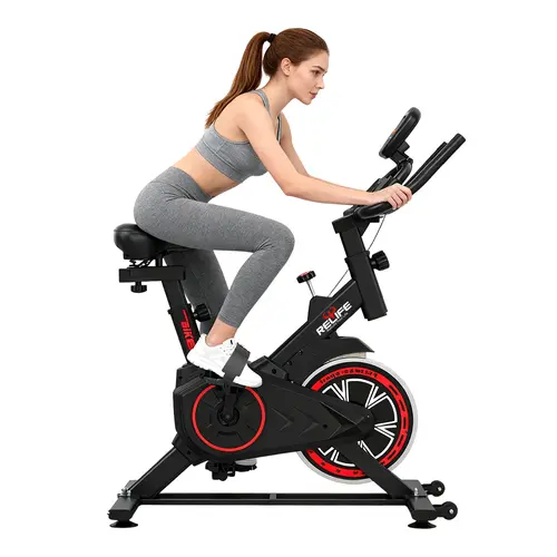 RELIFE Indoor Cycling Bike - Home Exercise Equipment with LCD Display, Adjustable Compact Exercise Equipment, Indoor Fitness Machine for Home Gym Cardio Workouts