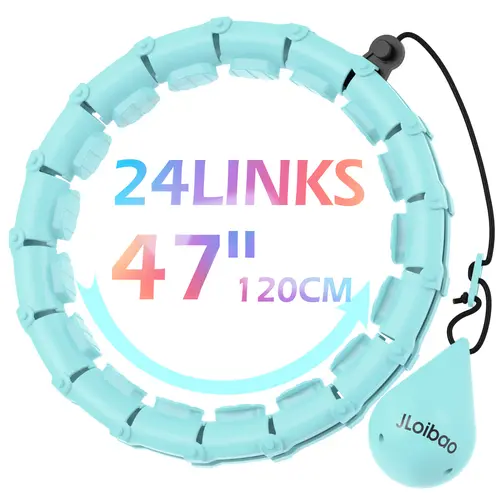 JLoibao Weighted Hula Hoop - 47in Circle Home Training Workout Exercise Equipment, 24 Detachable Adjustable Links for Adult Plus Size Fitness, Eco-Friendly ABS Smart Hoop, Home Training Equipment, Workout Equipment