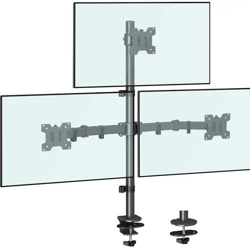 MOUNTUP Metal Triple Computer Monitor Stand for Computer Desk, 17"-32" Adjustable Arms Desk Mounting Monitor Riser, Holds Up to 17.6 lbs per Arm, MU3005 for Home Use