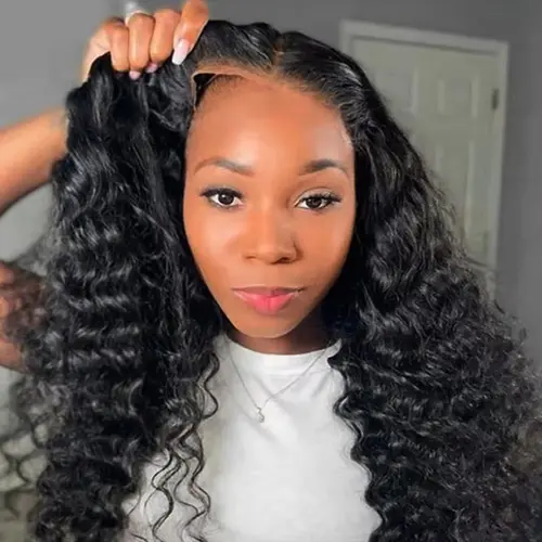 BLING HAIR Glueless Human Hair Lace Closure Wigs for Women, Pre-Plucked Pre-Cut Deep Wave Wigs (9x6, 7x5, 6x4 Sizes), Wet & Wavy Natural Hairline, Ready-to-Go for Back-to-School, Glueless Wigs sohochic