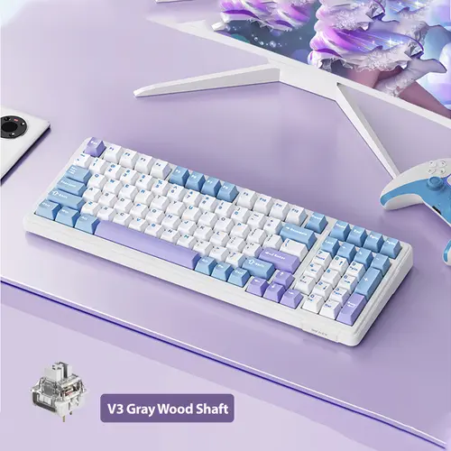 AULA F99 Wireless Mechanical PC Gaming Keyboard with Numpad, Tri-Mode BT5.0-2.4GHz-USB-C Gasket Hot Swappable, Pre-Lubed Linear Switches, RGB Backlight, Budget Purple Creamy for Office Computers TikTokShopfalldealsforyou, Hot Swappable Keyboards