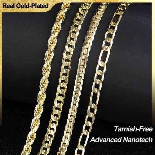 Holylegend 14 Karat Real Gold-Plated Miami Cuban Choker Necklace Chain - 24in Men's Fashion Necklace, Upgraded Craft, Faceted Cut, Non Tarnish Jewelry, Cuban Link, Men's Accessories, Father's Day Gift