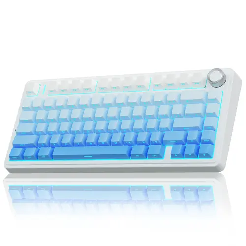 AULA F75 Pro Wireless Mechanical Game Keyboard - 75% Hot Swappable, Knob Control, Tri-Mode Connect, RGB Backlight, Pre-Lubricated Linear Switches, Side-Printed PBT Keycaps, Gradient Blue Creamy, Modern Gaming Keyboard, TikTokShopfalldealsforyou