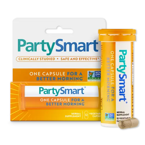 Himalaya PartySmart, 12 Capsule Tube - Alcohol Breakdown Liver Support for a Better Morning After Drinking - Plant Based, Vegan, Non-GMO, Gluten Free, Clinically Studied