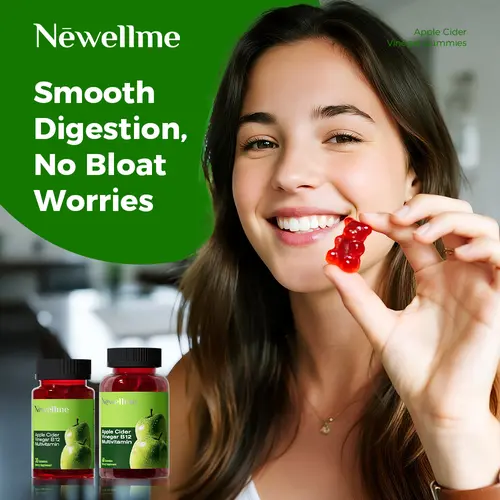 Newellme Cider Vinegar Gummy Dietary Supplement, Gelatin-Free Vegan Non-GMO with Vitamin B12, Edible Wellness Support for Energy, Digestive Health, Fitness & Healthcare Needs, Gummies, Organic