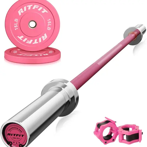 RITFIT 4ft Standard Barbell - Home Fitness Equipment, Muscle Training Gear with Diamond Medium Knurling for Increased Friction, Resistance Training, Squat, Deadlift, 350lbs/500lbs Capacity for Women, Muscle Training Equipment