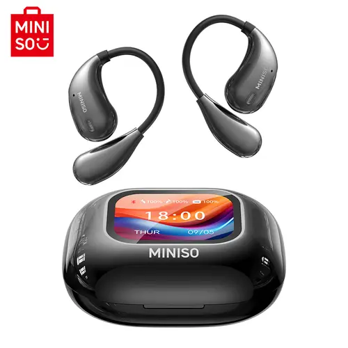 MINISO M95 Open-Ear True Wireless Earbuds - Smart Wireless Headset, Bluetooth 5.4 Headphones, IPX5 Rated, 48H Playtime, Immersive Premium Sound, Long-Distance Connection, Charging Case, Lightweight, Built-In Microphone, Waterproof, Audio, Airy, On Ear
