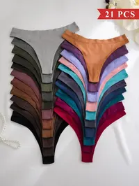 Women's Solid Color Drop Waist Thong, Soft Breathable Panty, Soft Knicker for Daily Wear, Women's Fashion Comfy Underwear for All Seasons