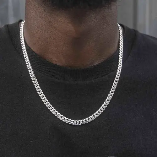 GLD Signature 6mm Cuban Link Necklace in White Gold | Chunky Chain 16-28" Lengths Lifetime Guarantee - Perfect Gift #tiktokshopsummersale
