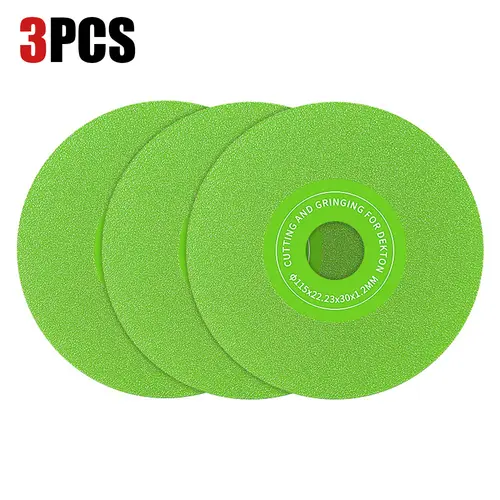 LOZLIN 3PCS 4.5" Diamond Saw Blade Grinding Discs for Tile, Marble, Ceramics Cutting, Chamfering & Grinding, 22.23 Aperture Angle Grinder Power Tool Accessories