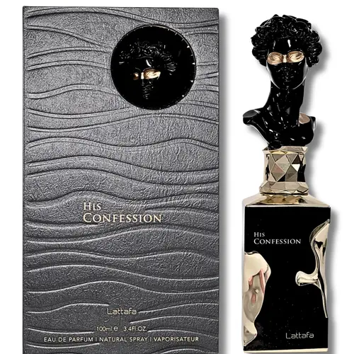 Lattafa His Confession EDP for Men, New Long-Lasting Oriental Woody Fragrance with Vanilla, Tonka Beans & Amber Notes, 3.4 fl oz, Vanilla Scents, New Fragrance, Adults, Banzoin, Incense Mix, Aromatic And Woody, Signature Scent, Oriental Woody Warmth