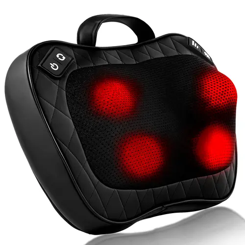 Neck, Back & Lower Back Massager with Heat – Deep Kneading Shiatsu-Style Pillow for Full Body Relaxation, Home Office Use, Ergonomic Design, Soothing Heat & Corded Operation