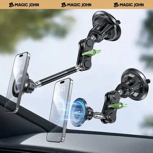 MAGIC JOHN Universal Car Phone Mount - 360 Adjustable, Strong Suction, Easy Install, Adjustable Cellphone Holder, Vehicle Mount, Car Accessories, Makeup Videos Compatible,back to school,back to school haul