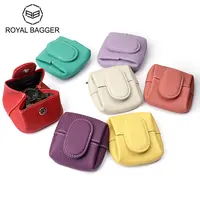 Royal Bagger Women's Cow Hide Japanese Wallet - Lightweight Lychee Pattern Leather Card Coin Pouch with Buckle, Coin Pocket, for Keys & Earphones, Gifts for Women