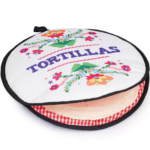 PixiPy 12-Inch Double-Sided Blue Peacock Tortilla Warmer Pouch, Microwavable Kitchen Utensils Heater, Insulated for Keeping Flour/Corn Shells Soft, Holds 15, Ideal for Family Meals with Simple 1-Step Microwaving Routine