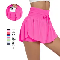 Women's Flowy Athletic Shorts Golf Shorts High Waisted Solid Pocket 2-in-1 Sporty Workout Shorts for Gym Yoga, Tennis, and Indoor/Outdoor Sports