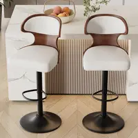 【Deals For You Days】Adjustable Counter Height Barstool Chair (24.5-33.5in), 360-Rotational Bentwood Swivel, Artificial Leather Upholstered with Back & Footrest for Bar, Kitchen