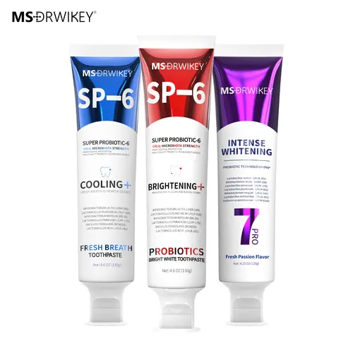 MSDRWIKEY Multipack Gentle Fluoride-Free Mint Flavor Toothpastes, 3-Pack 7Pro Fresh Formula, 3 Tubes for Backup, Fresh Breath Support
