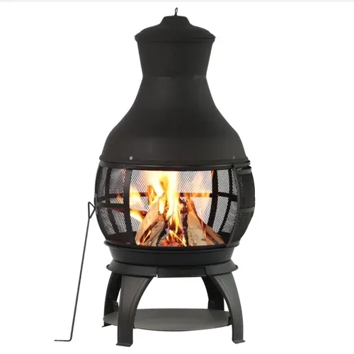 BALI OUTDOORS 35''/45'' Chiminea Outdoor Fireplace Outdoor Wood Burning Fire Pits for Backyard, Garden, Camping, Brown-Black Wood Burning Firepit Outdoor Fire Pits