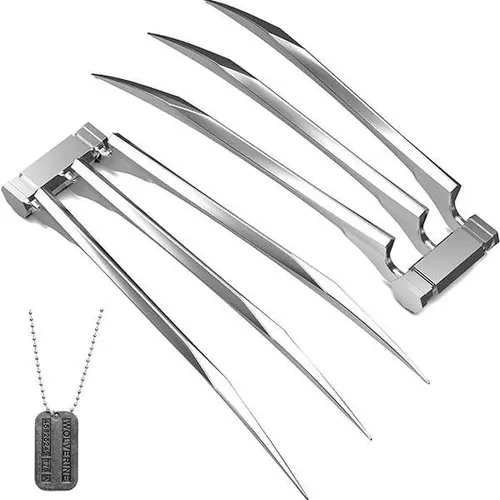 Men's Wolverine Claws Costume Crewneck - All-Season Wear, Plastic Cosplay Props, Superhero Special Occasion Clothes, Halloween Decoration with Gift Necklace