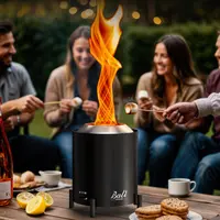 BALI OUTDOORS Game Day 6.5 inch Pellet Tabletop Fire Pit Round, Stainless Steel Table Top Firepit Small, Outdoor Smokeless Firepit Portable, Burning Firepit