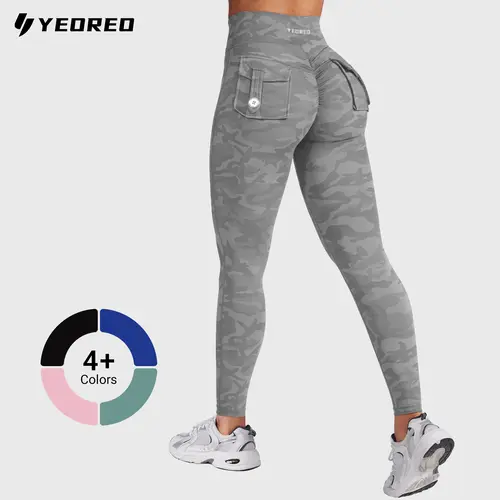 YEOREO Women's V-Cross Waist Butt-Lifting Leggings with Pockets, Yoga Legging Pants, Women's Clothes, Gym Workout Apparel for Lower Body Workout Sports Bottoms