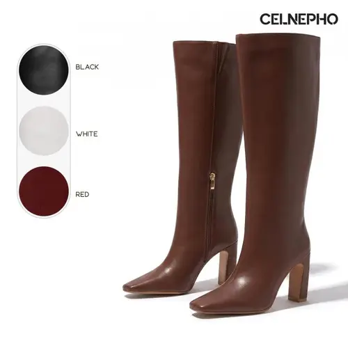 CELNEPHO Womens Knee High Boots Fashion Boot Square Toe Chunky Block Heel Side Zipper Closure Easy Pull on Comfy Warm Cozy Work Casual Music Concert Events Festival Outdoor Gift Party Long Tall Fall Trendy Dressy Shoes