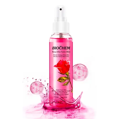 BIOCHEM Rosa Vita Tonic Facial Mist | Rose Hydrating Toner with Vitamins B & E | Refreshing Face Mist for Dry Skin, Skincare Prep & Smoothing | All Skin Types | 4.06 fl oz