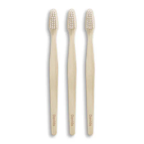Davids Natural Bamboo Toothbrushes for Adults - 3-Pack Sustainable Oral Care, Plant-Based Gentle Soft Flexible Bristles (BPA-Free for Cleaner Care), Castor Oils, Flavorless, Gum Protection, Natural Bristle Brushes, Flavorless Toothbrushes