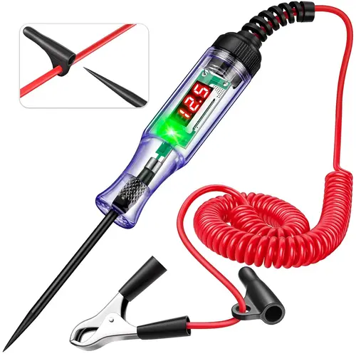 GJANSH 5V-90V Automotive Digital LED Circuit Tester, Bidirectional Polarity Voltage Tester with 110" Extended Spring Wire & Alligator Clip, Auto Fuse Tester for Cars, Trucks, Motorcycles toolupgrade