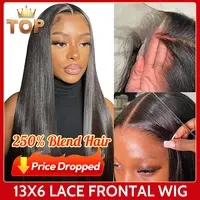 [ Blend ] 250%Density Yawawe Hair Upgrade 28/30inch13x6 Lace Frontal  Blend Luxury fiber Wigs Wear Go Glueless Wigs Natural Black Straight lace front wig For Women Pre-plucked Transparent Chocolate Brown Lace Wigs#DealsForYouDays