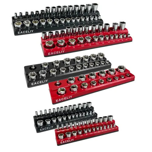6-Piece Wear-Resistant Impact-Resistant Socket Organizer Set - 1/2\", 1/4\", 3/8\" SAE & Metric Deep/Shallow Trays, Holds 143 Units (Sockets Not Included) | Back to School #toolupgrade toolupgrade