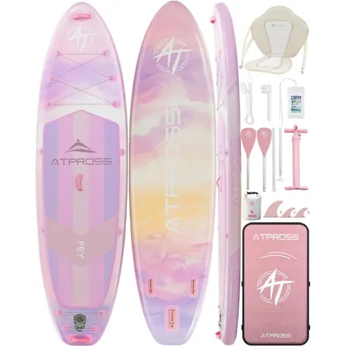 11'6"x35" Inflatable Stand Up Paddle Board for Adults & Women, Extra-Wide Color Block SUP with Stable Non-Slip Deck, Convertible to Kayak for Fishing, 450 lbs Capacity, Complete Kit with Hand Pump, Waterproof Bag