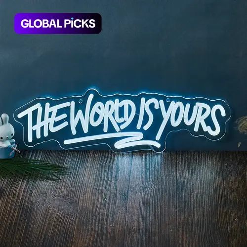 "The World Is Yours" Neon Sign, USB-Powered Light for Parties and Room Decor, Unique Wall Art Lamp, Gift for Halloween, Christmas & Birthdays #GLOBAL PICKS