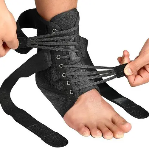 Fitomo Stylish Adjustable Ankle Sleeve for Men&Women, Lace-Up Stabilizer Ankle Support for Basketball, Volleyball, Tennis – Comfortable, Secure, Easy to Wear, 1 Pack Ankle Compression Wrap Inner Wearing in Shoes, A Gift for Birthday, Christmas